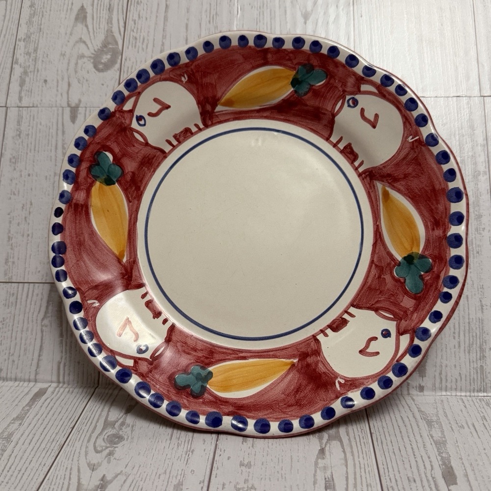 VIETRI Solimene Campagna Pig Carrot Porco Hand Painted Ceramic Salad Plate 8.5"